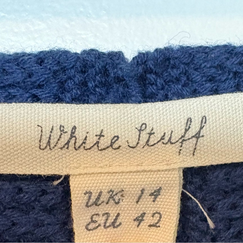 White Stuff Merino Wool Navy Crew Neck Sweater | Size Large - Picture 6 of 8